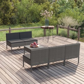 6-piece garden furniture set with gray synthetic rattan cushions by vidaXL, Garden sets - Ref: Foro24-3094322, Price: 356,99 ...