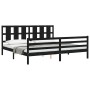 Bed frame with black solid wood headboard 200x200 cm by vidaXL, Beds and slatted bases - Ref: Foro24-3194140, Price: 175,39 €...