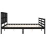 Bed frame with black solid wood headboard 200x200 cm by vidaXL, Beds and slatted bases - Ref: Foro24-3194140, Price: 175,39 €...