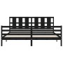 Bed frame with black solid wood headboard 200x200 cm by vidaXL, Beds and slatted bases - Ref: Foro24-3194140, Price: 175,39 €...