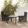 Juego de comedor de jardín 3 pzas con cojines ratán PE negro de vidaXL, Conjuntos de jardín - Ref: Foro24-3094865, Precio: 24...