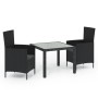 Juego de comedor de jardín 3 pzas con cojines ratán PE negro de vidaXL, Conjuntos de jardín - Ref: Foro24-3094865, Precio: 24...