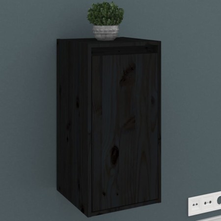 Solid black pine wood wall cabinet 30x30x60 cm by vidaXL, Shelves and shelves - Ref: Foro24-813493, Price: 50,31 €, Discount: %