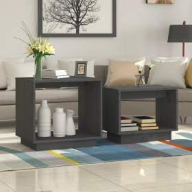 Stackable coffee tables 2 units solid gray pine wood by vidaXL, Coffee table - Ref: Foro24-813527, Price: 46,73 €, Discount: %