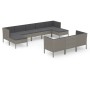 Set de muebles de jardín 10 pzas y cojines ratán sintético gris de vidaXL, Conjuntos de jardín - Ref: Foro24-3094582, Precio:...