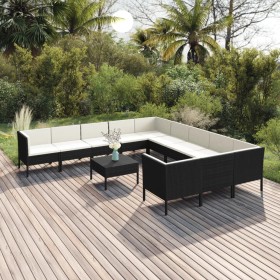 12-piece garden furniture set with black synthetic rattan cushions by vidaXL, Garden sets - Ref: Foro24-3094500, Price: 934,4...