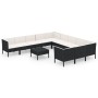 Set de muebles de jardín 12 pzas cojines ratán sintético negro de vidaXL, Conjuntos de jardín - Ref: Foro24-3094500, Precio: ...