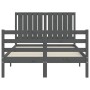 Double bed frame with gray solid wood headboard by vidaXL, Beds and slatted bases - Ref: Foro24-3194738, Price: 158,99 €, Dis...