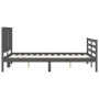 Double bed frame with gray solid wood headboard by vidaXL, Beds and slatted bases - Ref: Foro24-3194738, Price: 158,99 €, Dis...