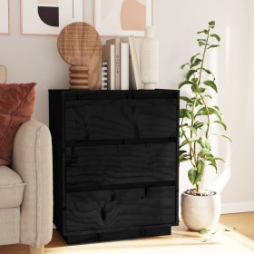 Solid black pine wood sideboard 60x34x75 cm by vidaXL, Sideboards - Ref: Foro24-813364, Price: 77,33 €, Discount: %