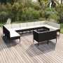 Set muebles de jardín 12 pzas y cojines ratán sintético negro de vidaXL, Conjuntos de jardín - Ref: Foro24-3094624, Precio: 9...