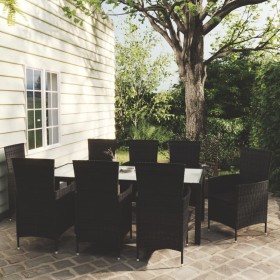 Garden dining set with 9 pieces and black synthetic rattan cushions. by vidaXL, Garden sets - Ref: Foro24-3094870, Price: 631...