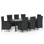 Set comedor de jardín 9 piezas y cojines ratán sintético negro de vidaXL, Conjuntos de jardín - Ref: Foro24-3094870, Precio: ...