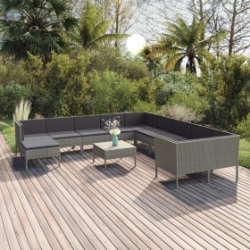 12-teiliges Gartenmöbel-Set und graue synthetische Rattankissen von vidaXL, Gartensets - Ref: Foro24-3094522, Preis: 976,99 €...