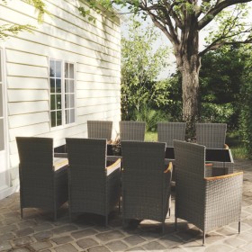 Garten-Essgruppe 9-teilig und graue synthetische Rattankissen von vidaXL, Gartensets - Ref: Foro24-3094939, Preis: 736,53 €, ...