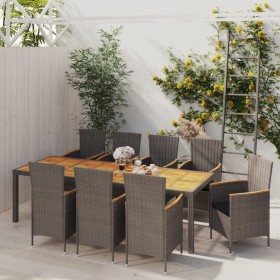 9-piece garden dining set with gray synthetic rattan cushions by vidaXL, Garden sets - Ref: Foro24-3094923, Price: 705,15 €, ...