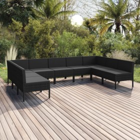 9-teiliges Gartenmöbel-Set und schwarze synthetische Rattankissen von vidaXL, Gartensets - Ref: Foro24-3094597, Preis: 607,99...