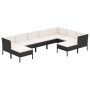 Set muebles de jardín 9 pzas y cojines ratán sintético negro de vidaXL, Conjuntos de jardín - Ref: Foro24-3094432, Precio: 80...