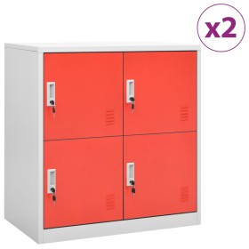 Locker cabinets 2 units of gray and red steel 90x45x92.5 cm by vidaXL, Lockers and storage cabinets - Ref: Foro24-3095225, Pr...