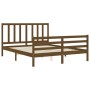 Honey brown wooden bed frame with headboard 160x200 cm by vidaXL, Beds and slatted bases - Ref: Foro24-3193869, Price: 160,99...