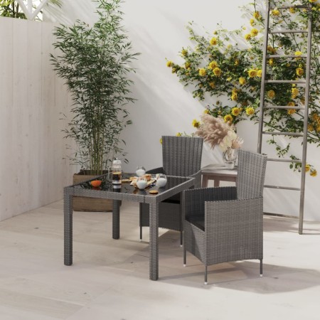 Set comedor de jardín 3 piezas con cojines ratán sintético gris de vidaXL, Conjuntos de jardín - Ref: Foro24-3094879, Precio:...