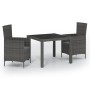 Set comedor de jardín 3 piezas con cojines ratán sintético gris de vidaXL, Conjuntos de jardín - Ref: Foro24-3094879, Precio:...