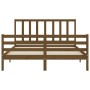 Honey brown wooden bed frame with headboard 160x200 cm by vidaXL, Beds and slatted bases - Ref: Foro24-3193869, Price: 160,99...