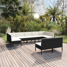 Garden furniture set 9 pieces and black synthetic rattan cushions by vidaXL, Garden sets - Ref: Foro24-3094604, Price: 669,66...