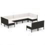 Set de muebles de jardín 9 pzas y cojines ratán sintético negro de vidaXL, Conjuntos de jardín - Ref: Foro24-3094604, Precio:...