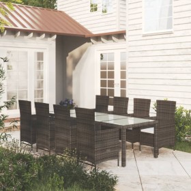 Garden dining set 9 pieces and brown synthetic rattan cushions by vidaXL, Garden sets - Ref: Foro24-3094823, Price: 716,66 €,...