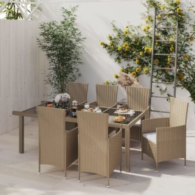 Garden dining set 7 pieces and beige synthetic rattan cushions by vidaXL, Garden sets - Ref: Foro24-3094905, Price: 515,65 €,...