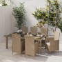 Set de comedor de jardín 7 pzas y cojines ratán sintético beige de vidaXL, Conjuntos de jardín - Ref: Foro24-3094905, Precio:...