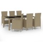 Set de comedor de jardín 7 pzas y cojines ratán sintético beige de vidaXL, Conjuntos de jardín - Ref: Foro24-3094905, Precio:...