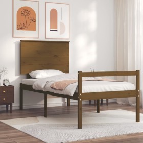 Cama personas mayores cabecero madera marrón miel 100x200 cm de vidaXL, Camas y somieres - Ref: Foro24-3195474, Precio: 126,9...