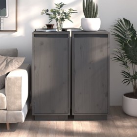 Sideboard 2 pcs solid gray pine wood 31.5x34x75 cm by vidaXL, Sideboards - Ref: Foro24-813355, Price: 62,99 €, Discount: %