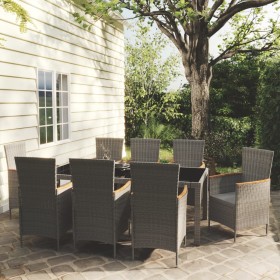 Garden dining set 9 pieces and gray synthetic rattan cushions by vidaXL, Garden sets - Ref: Foro24-3094938, Price: 641,52 €, ...