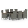 Set de comedor de jardín 9 pzas y cojines ratán sintético gris de vidaXL, Conjuntos de jardín - Ref: Foro24-3094938, Precio: ...