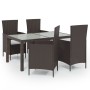 Set de comedor jardín 5 pzas y cojines ratán sintético marrón de vidaXL, Conjuntos de jardín - Ref: Foro24-3094819, Precio: 3...