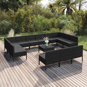 Garden furniture set 14 pieces black synthetic rattan cushions by vidaXL, Garden sets - Ref: Foro24-3094617, Price: 963,99 €,...