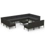 Set de muebles de jardín 14 pzas cojines ratán sintético negro de vidaXL, Conjuntos de jardín - Ref: Foro24-3094617, Precio: ...