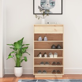 Solid pine wood shoe cabinet 60x34x105 cm by vidaXL, Shoe racks and shoe organizers - Ref: Foro24-813550, Price: 61,99 €, Dis...