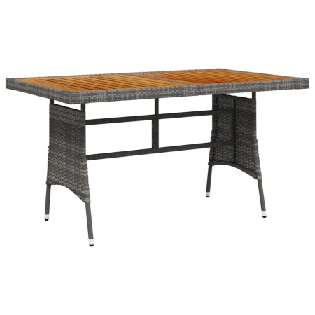 Mesa de jardín ratán PE y acacia maciza gris 130x70x72 cm de vidaXL, Mesas de jardín - Ref: Foro24-318696, Precio: 142,53 €, ...