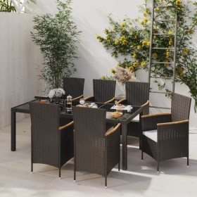 Juego de comedor de jardín 7 piezas ratán sintético negro de vidaXL, Conjuntos de jardín - Ref: Foro24-3094929, Precio: 564,9...