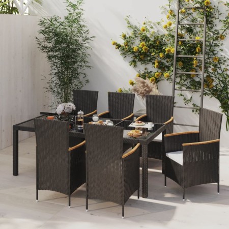 Garten-Essgruppe 7-teilig aus schwarzem synthetischem Rattan von vidaXL, Gartensets - Ref: Foro24-3094929, Preis: 564,99 €, R...