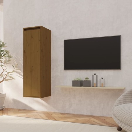 Solid pine honey brown wall-mounted cabinet 30x30x100 cm by vidaXL, Shelves and shelves - Ref: Foro24-813511, Price: 62,92 €,...