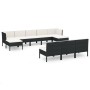 Set muebles de jardín 10 piezas y cojines ratán sintético negro de vidaXL, Conjuntos de jardín - Ref: Foro24-3094568, Precio:...