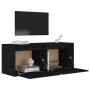 Wall cabinets 2 pcs solid black pine wood 45x30x35 cm by vidaXL, Shelves and shelves - Ref: Foro24-813444, Price: 80,66 €, Di...