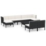 Set de muebles de jardín 10 pzas cojines ratán sintético negro de vidaXL, Conjuntos de jardín - Ref: Foro24-3094552, Precio: ...