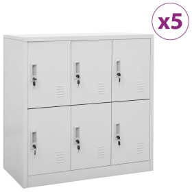 Lockers, 5 units, light gray steel, 90x45x92.5 cm by vidaXL, Lockers and storage cabinets - Ref: Foro24-3095235, Price: 1,00 ...