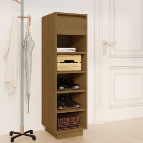 Solid pine wood shoe cabinet in honey brown color, 30x34x105 cm by vidaXL, Shoe racks and shoe organizers - Ref: Foro24-81355...